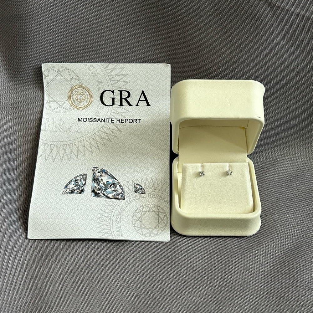 Certified Moissanite Solitaire Stud Earrings
